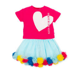 FALDA CON CAMISETA FUCSIA