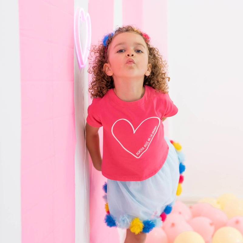 FALDA CON CAMISETA FUCSIA